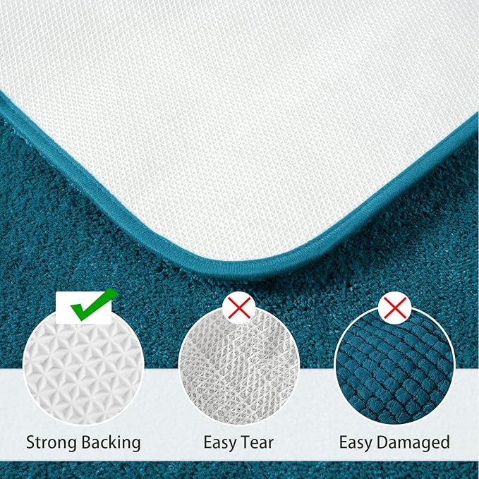 LOCHAS Bathroom Rug Set Peacock Blue, Soft Bath Rug Set 2 Piece Set, Toilet Mat U-Shaped 20x20 and 34x20 Bath Rugs, Quickly Dry Mats for Bathroom, Tub, Washable, Super Absorbent Floor Mat