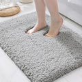 ILANGO Grey Bathroom Rugs 24" × 17" Small Non Slip & Super Absorbent Extra Thick Soft, Washable Bath Mat for Floor, Microfiber Plush Shaggy Bath Rug with Rubber for Bathtub Shower Room Sink
