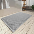 AMOAMI Upgraded Waffle Bath Mat, Super Absorbent Non Slip Bath Mats for Bathroom Floor, Machine Washable Bathroom Rugs with Tassels, Rubber Backed Bathroom Mats, Ultra Soft, 20" x 32", Light Grey