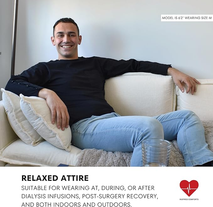 Inspired Comforts Unisex Post-Surgery/Dialysis Shirt | Full Tearaway Design with Easy-Open Shoulder, Arm & Side Snaps