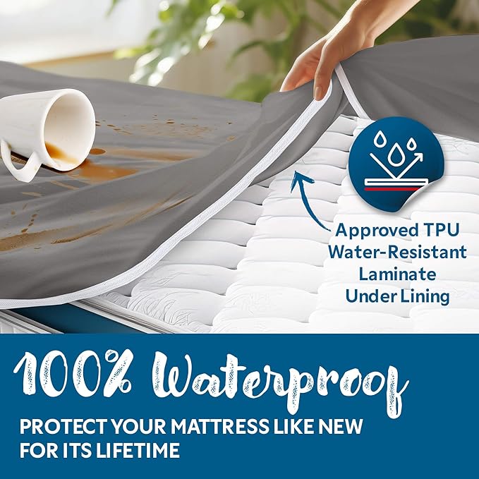 Guardmax Jersey Knitted Full Zippered Mattress Encasement - Waterproof & Bed Bug Proof Mattress Protector - Comfortable, Soft, and Noiseless Zippered Bedding - Dust Mite Proof (54 x 75 x 12)