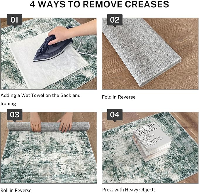 Modern Abstract Runner Rug 2x6, Grey Green Washable Kitchen Runner Non-Slip Soft Hallway Rug Runner Thin Print Faux Wool Carpet for Entryway Bedroom Laundry Room Indoor Home Decor