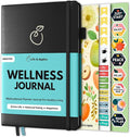 Life & Apples Daily Wellness Journal - Guided Journal & Planner for Wellbeing, Gratitude & Healthy Routines | Food & Fitness Journal, Habit Tracker, Weight Loss Diary | Undated A5 Black