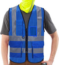 A-SAFETY High Visibility Mesh Safety Reflective Vest with Pockets and Zipper,Hi Viz Work Vest for Men Women (Blue Mesh XL)