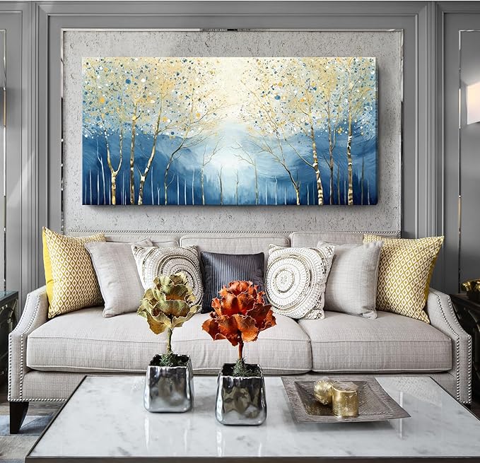 amatop Birch Tree Forest Wall Art, Oversized Modern Horizontal Abstract Canvas Wall Art for Living Room, Bedroom & Office Decor (58x29 Inch)