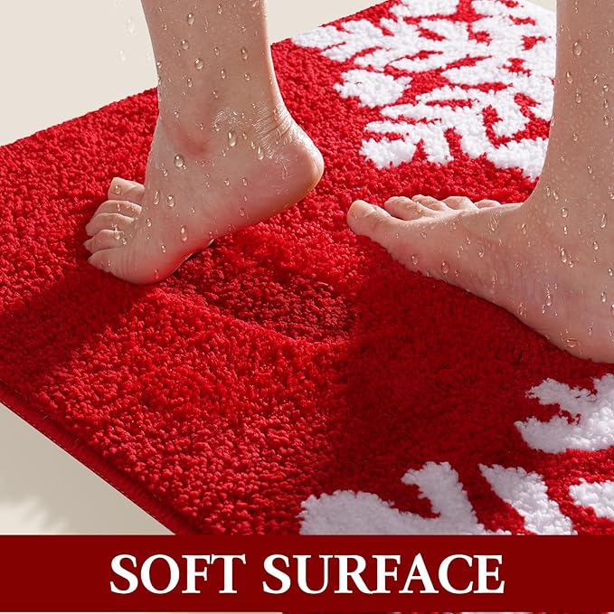Christmas Bathroom Rug 36"x24", Extra Soft Absorbent Microfiber Thick Plush Fluffy Bathroom Rugs, Non-Slip Backing, Machine Washable Bath Rugs, Holiday Xmas Decor Indoor Bath Mats, White, Xmas Bell