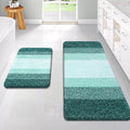 OLANLY Bathroom Rug Set 2 Piece, Soft Absorbent Microfiber Bath Rug Set, Non-Slip, Machine Wash Dry, Plush Shaggy Bath Mats for Bathroom (47"x20"+24"x16", Blackish Green)