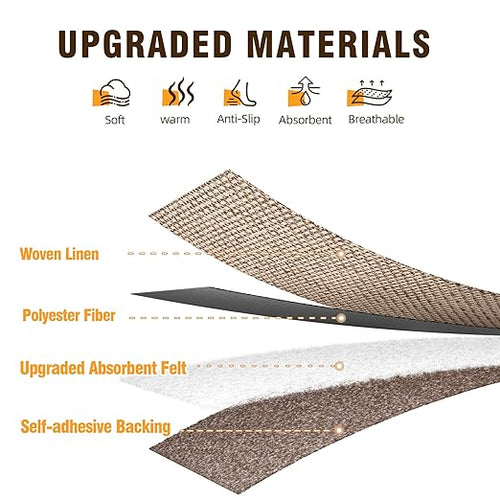 15pcs Stairs Treads and 2 Landing Carpet, Breathable Linen Stair Carpet Non Slip for Wooden Steps Peel and Stick Stairs Runner Indoor Self-Adhesive Treads Stair Covers Mat 8"X30" and 30"X30"