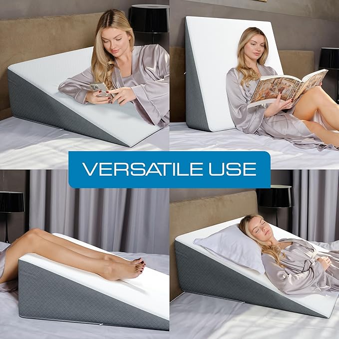 Kolbs Extra Wide Bed Wedge Pillow | Super Large | Memory Foam Top and Jacquard Cover | for Sleeping Acid Reflux GERD (12 Inch Height (31 x 33 x 12))