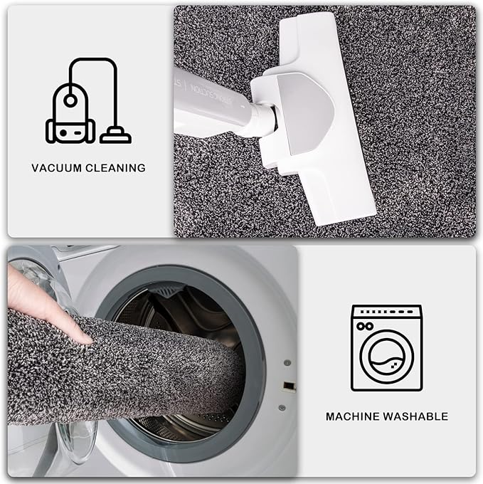 PURRUGS Dirt Trapping Door Mat 20" x 31.5", Non-Slip Machine Washable Entry Rug, Shoe Scraper, Dog Doormat, Super Absorbent Welcome Mat for Front & Back Door, Muddy Shoes & Paws, Light Grey-Dark Grey