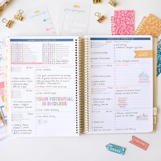 PPP Home Planner 2026 | 12-Month Weekly Calendar (Sunday Start) | Monthly Review & Seasonal Checklists | Budgeting & Savings Worksheets | Daily Bible Reading Plan | Checklists for Routines and Goals
