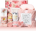 Birthday Gifts for Women Self Care Gift, Rose Spa Gift Baskets Bath Set Get Well Soon Care Package Valentines Day Gifts for Her Mom Women Sister Friend Wife Grandma Teacher Nurse w/ Blanket