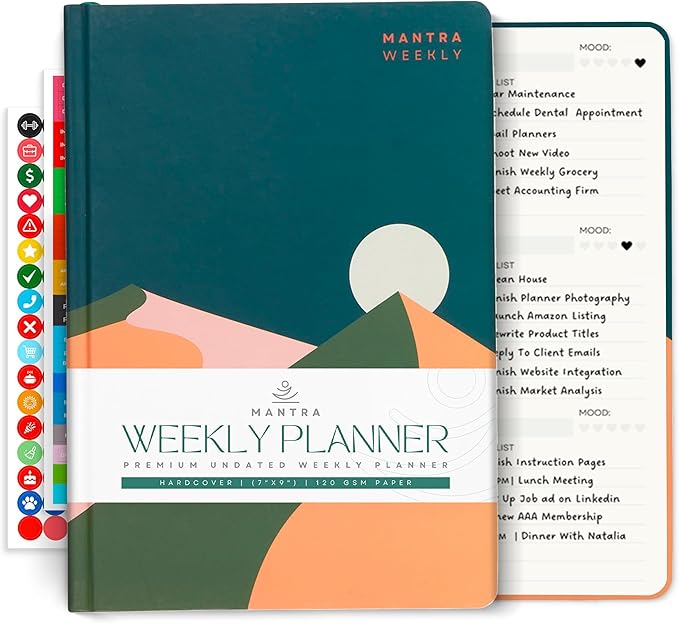 2026 Planner, Daily Journal & Gratitude Journal All-In-One with To Do List, Self Care Prompts & Habit Tracker - 7 x 10 - Green