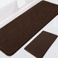 BOANKODU Bathroom RugsSets 2 Piece，59X24+16X24Inch，Absorbent Non-Slip Very Soft Chenille Mat,Machine Washable （Coffee）