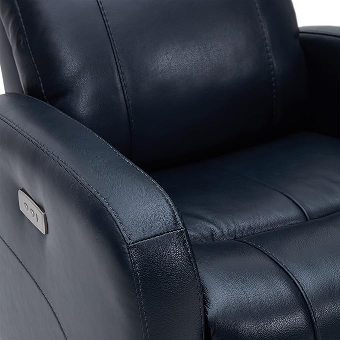 CHITA Genuine Leather Power Swivel Glider Recliner Chair for Adults, FSC Certified Electric Nursery Rocker Recliner Chair for Living Room, Navy Blue