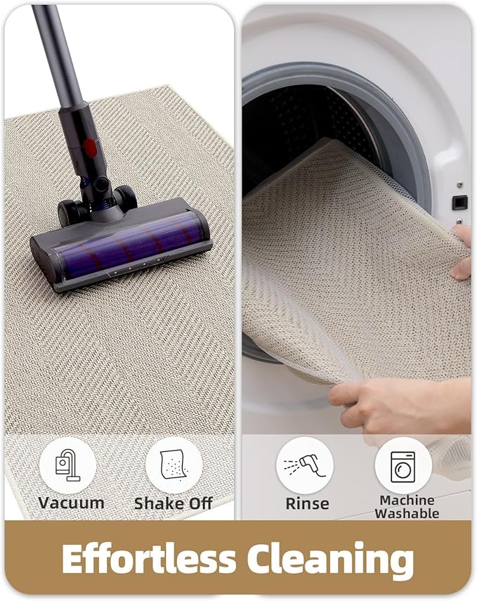 Color&Geometry Warm White Beige Small Ultra Thin Indoor Door Mat 17"x30", Machine Washable Front Door Mat Non Slip, Low Profile Entrance Mat Indoor, Absorbent Carpet for Inside, Entry, Entryway (FOLD)