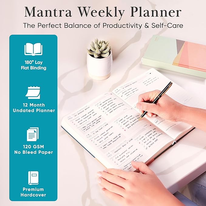 2026 Planner, Daily Journal & Gratitude Journal All-In-One with To Do List, Self Care Prompts & Habit Tracker - 7 x 10 - Teal