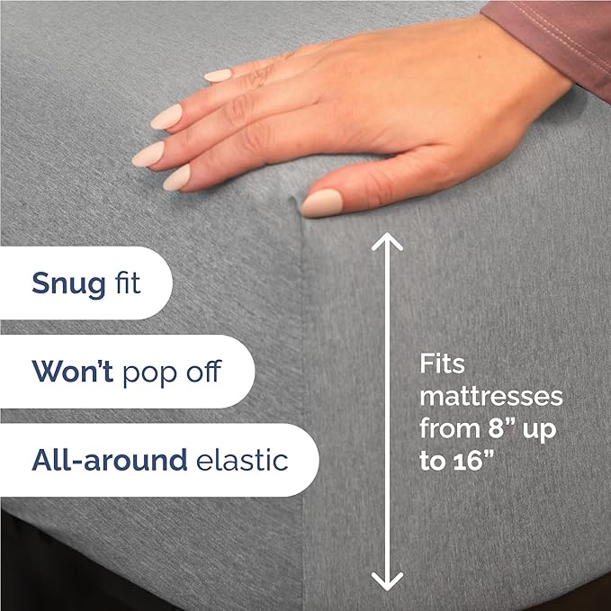 Full 6 Piece Sheet Set - Cooling & Breathable Bed Sheets - Hotel Luxury Bed Sheets for Women, Men, Kids & Teens - Bedding w/Deep Pockets & Easy Fit - Soft & Wrinkle Free - Full Heathered Grey Sheets