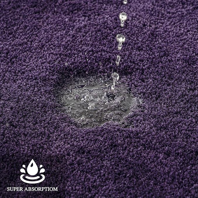 MIULEE Dark Purple Bathroom Rugs Non Slip Bath Mat 24'' x 48'' Shaggy Soft Bath Rug Plush Microfiber Absorbent Water for Shower Tub Machine Washable (Dark Purple, 24x48 Inches)