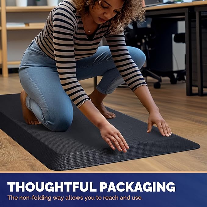FEATOL Anti Fatigue Mat for Standing, 9/10 Extra Thick Ergonomic Standing Desk Mat, Comfort & Durable Memory Foam Standing Mat at Home,Office All Day (20" x 32", Black, 2PC)