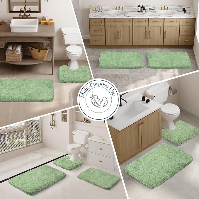 Walensee Large Bathroom Rug (24 x 48, Sage Green) Extra Soft and Absorbent Shaggy Bath Mat Machine Washable Microfiber Non Slip Luxury Floor Mat