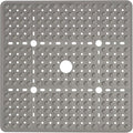 Large Square Shower Mat 27 x 27 Inch Clear Gray, Non Slip Shower Bathtub Mats for Inside Shower with Big Suction Cups Drain Holes, Anti Slip Bathroom Floor Stall Mats, Easy Clean, BPA-Free