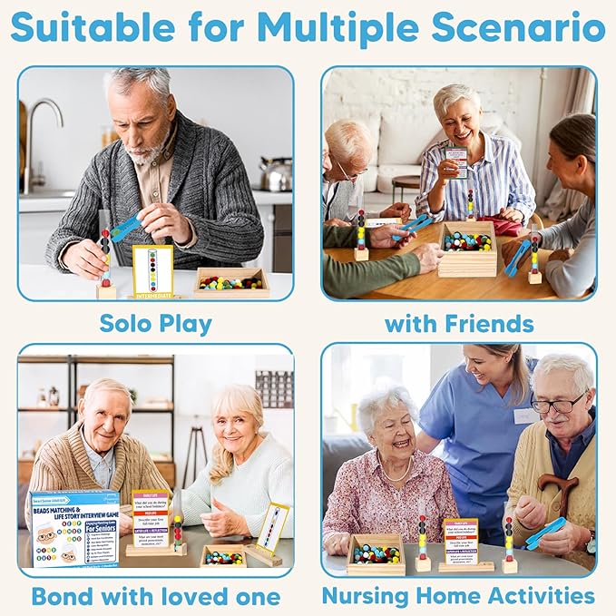 Color Sorting Dementia Activities for Seniors, Easy Brain Games for Dementia Patients, Alzheimers Products for Elderly, Memory Matching Games for Adults W/Life Interview Kit, Seniors Gifts