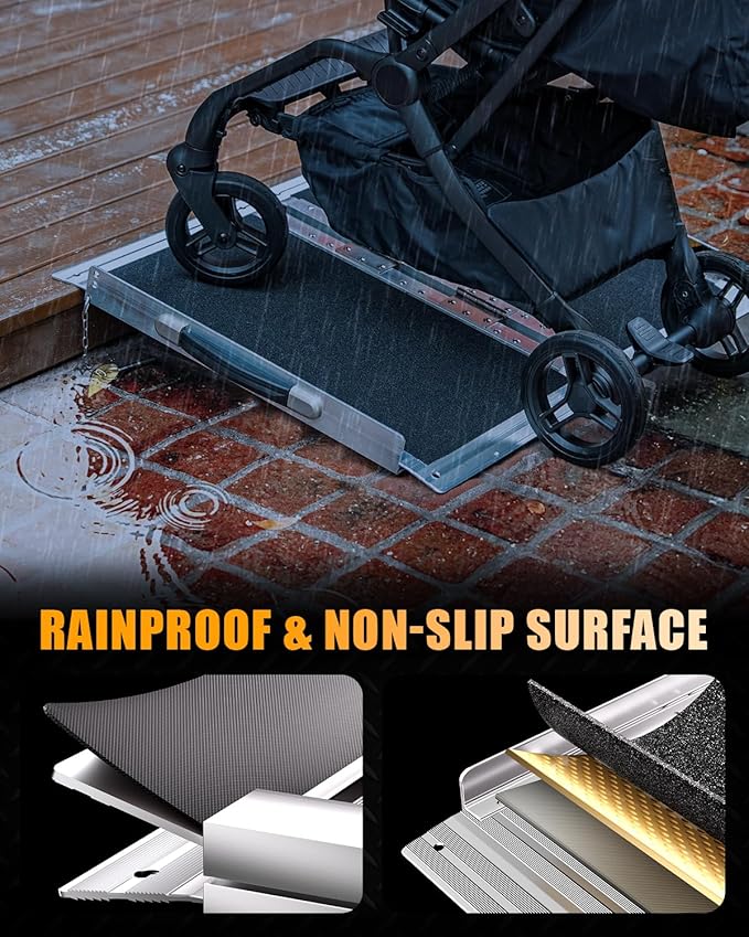 VNN Portable Wheelchair Ramp 2FT, Non-Slip Aluminum Ramps for Wheelchairs for Home, Handicap Wheelchair Ramps for Home Steps, Aluminum Loading Dock Plates