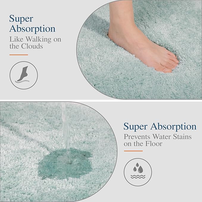 Walensee Large Bathroom Rug (24 x 48, Aqua) Extra Soft and Absorbent Shaggy Bath Mat Machine Washable Microfiber Non Slip Luxury Floor Mat