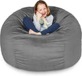 Lumaland Luxurious 3ft Medium Bean Bag Chair with Microsuede Cover - Soft, Foam Filling, Washable Bean Bag Sofa for Adults, Teenagers, Kids, Pets - Sack Chair for Living Room, Bedroom - Dark Grey