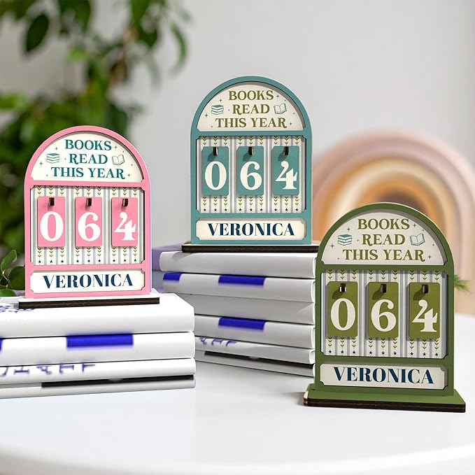 Personalized Reading Tracker Sign, Books Read This Year Counter Up to 999 Books, Bookish Gift for Women, Book Lovers, Librarians, Writers, Teachers, Bookshelf Accessories, Home Library Decor