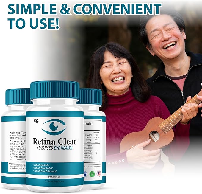 BLUE VIBE Retina Clear Advanced Eye Health Supplement, Retina Clear Max Strength Overall Vision & Wellness Supplement, RetinaClear Advanced Vision Support and Eye Health Formula Pills (60 Capsules)