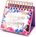 bloom daily planners Undated Perpetual Desk Easel with Motivational Quotes - Inspirational Standing Flip Calendar for Women - Page A Day (5.25" x 5.5") - Hand-Lettered