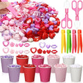 230 Pcs Valentine Fine Motor Skills Sensory Bin Filler Includes 5 Style 214 Acrylic Gems 4 Tweezers 2 Scissors Clips 10 Cups for Early Education Sorting Counting Training Development
