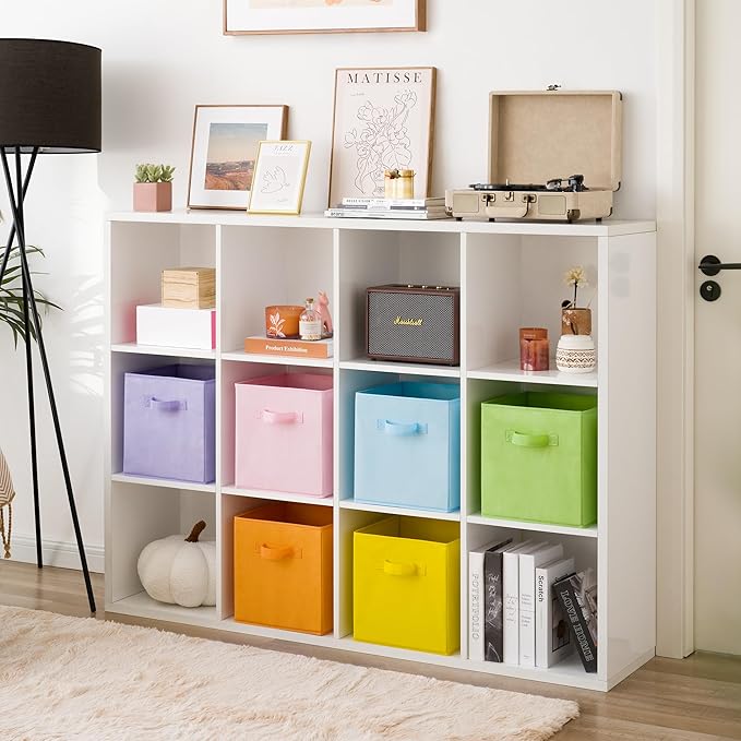 GRANNY SAYS 11 Inch Cube Storage Bins, Colorful Cube Storage Organizer, Fabric Storage Bins, Storage Cubes for Shelves, Closet, Toy Storage Bins for Kids Room, Play Room, Colour, 6-Pack