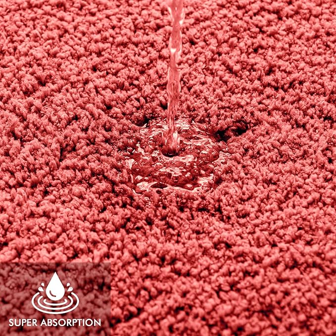 MIULEE Extra Thick Non Slip Bathroom Rug Shaggy Soft Bath Mat Plush Microfiber Absorbent Water for Shower Tub Machine Washable, Valentines Day Decor (Coral, 16x24 Inches)