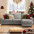 PARKOL 99" L-Shaped Sectional Couch with Storage, Sofa with Reversible Chaise, USB Type-C Charging, Chenille Fabric, Removable Cushion Covers, for Small Space, Apartment, Living Room, Light Gray