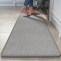 Long Kitchen Runner Rugs Non Slip Washable, Linen-Like 0.3" Thick Cushioned Absorbent Kitchen Mats for Floor, Mild Anti-Fatigue Sink Floor Mat Laundry Standing Mat, Easy Clean, Gray 17"x71"