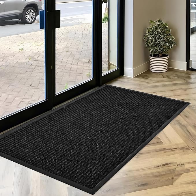 SRDDQLC Door Floor Mat Commercial Grade Large Size Heavy Duty Tough Entry Collection Slip Skid Entrance Mat with Rubber Backing Low Profile and Easy to Clean Indoor Outdoor Rug,3x5FT,Black