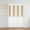 BARNER HOME Cane Bi-fold Doors - for 60in.（30in.x2） x 80in. Opening, Webbing & Wood Interior Door Slab, Including Hardware, MDF, White Folding Door for Wardrobe