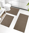 Chakme 3 Piece Bathroom Rug Sets, Ultra Thin Bath Mat, Absorbent & Quick Drying, Non Slip, Durable, Easy to Clean, Geometric Design, Coffee, 17" x 24" / 17" x 30" / 17" x 59"