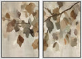 MUDECOR Framed Canvas Print Wall Art Set Abstract Leaf Branch Minimalist Nature-Inspired Beige and Brown Calm/Zen for Living Room, Bedroom, Office - 16"x24"x2 White