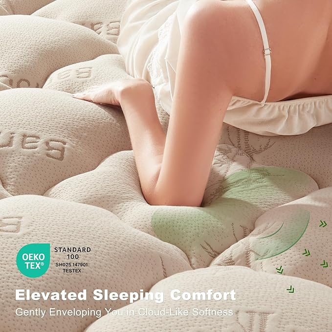 BEDLORE Twin XL Mattress Topper Viscose Derived from Bamboo, Thick Pillow Top Mattress Pad with Deep Pockets for 6-15 inches Mattress, Soft Mattress Topper College Dorm Size for Back Pain(Beige)