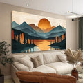 Suconvng Mountain Boho Wall Art For Living Room Prints Canvas Art Wall Decor For Office Home Wall Decorations Picture For Bedroom Forest River Landscape Prints Paintings Pictures Artwork 24 X 48 In