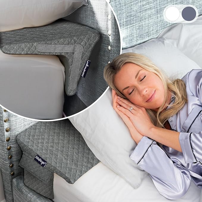Bed Wedge Pillow Set for Headboard Gap Up to 7", Triangle Gap Filler for Bed, Mattress Wedge Gap Filler, Headboard Space Filler, Corner Pillow, Grey Half Queen 30" (2-pk)
