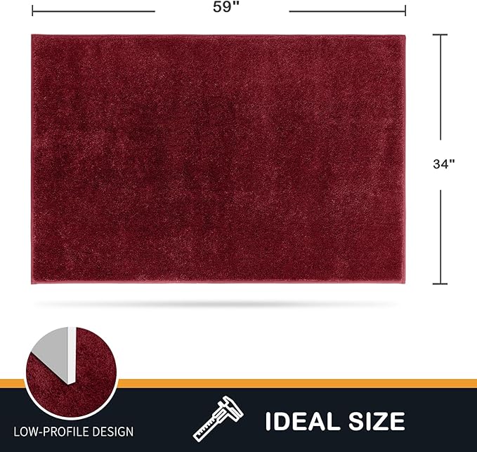 PURRUGS Dirt Trapping Door Mat 34" x 59", Non-Slip Machine Washable Entry Rug, Shoe Scraper, Dog Doormat, Super Absorbent Welcome Mat for Front & Back Door, Muddy Shoes & Paws, Burgundy Red