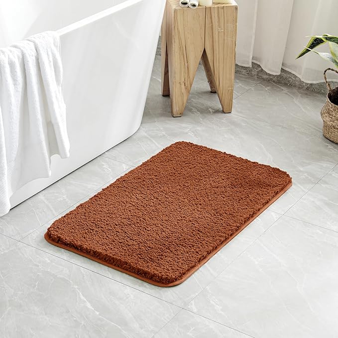 MIULEE Burnt Orange Absorbent Bathroom Rugs, Soft Large Bath Mats Non-Slip and Quick-Drying for Bathroom Floor Bathtub Showers, Machine Washable Carpet (24 x 36 Inches)
