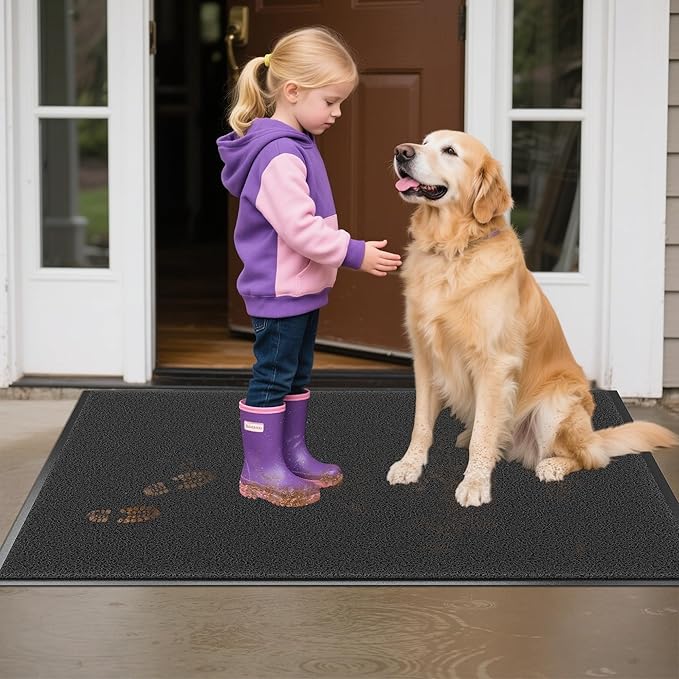 Front Door Mat Outside Entrance, 60" x 36" Doormat Outdoor Indoor Entrance, Non Slip Indoor Mats for Entryway, Heavy Duty Waterproof Low Profile Welcome Mat for Entry, Patio, High Traffic Areas