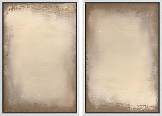MUDECOR Framed Canvas Print Wall Art Neutral Minimalist Modern Abstract in Beige and Taupe Illustrations Modern Art Decorative Bohemian Colorful for Living Room, Bedroom, Office - 24"x36"x2 White