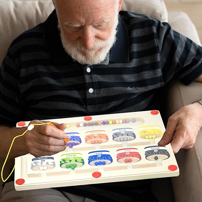 Memory Games for Seniors with Dementia, Dementia Products for Elderly, Magnetic Color & Number Alzheimers Toy for Parkinson Patients, Easy Sorting Activity Matching Cognitive Board Gadget Gift